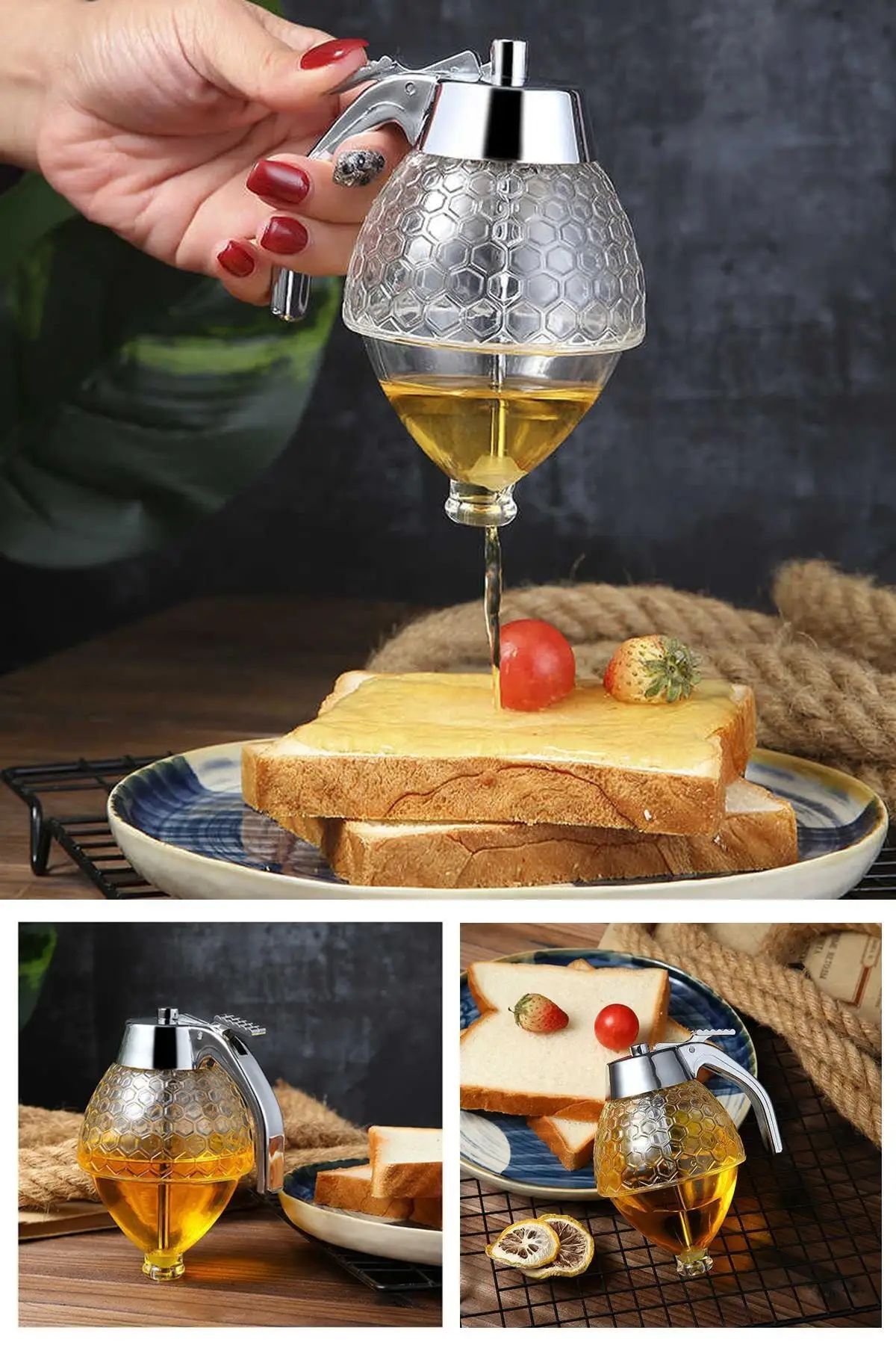 Мед молоко диспенсер для кунжутной пасты мелассы стеклянная банка меда 3 шт. с