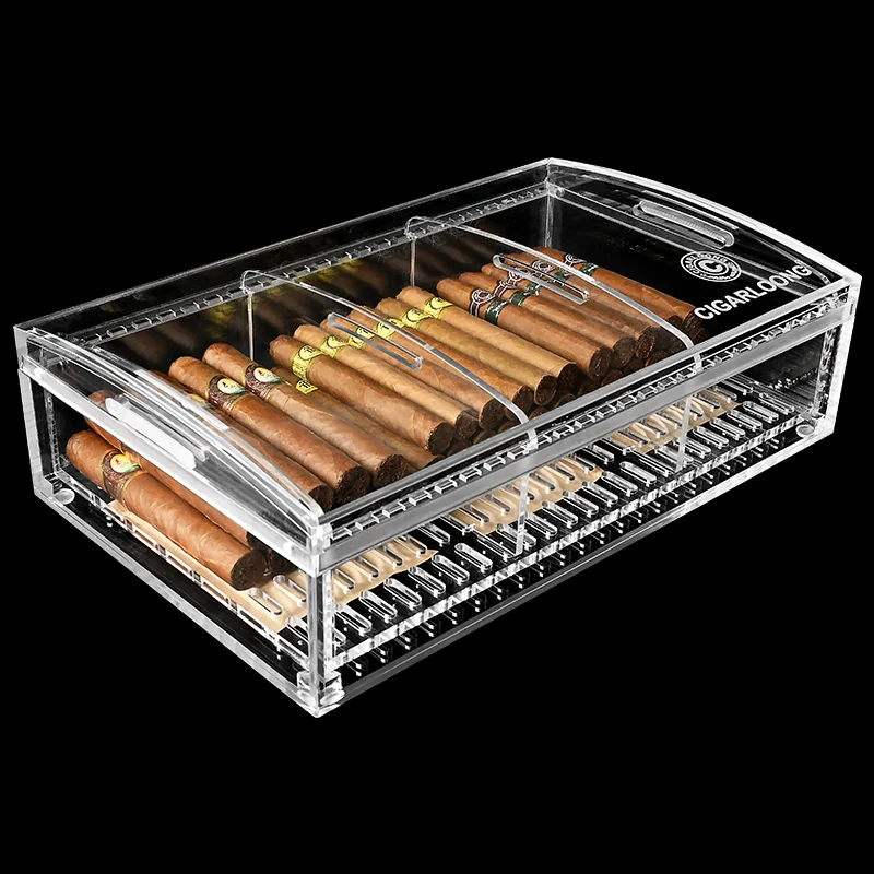 

370x230x95mm Cigar Humidor Transparent Acrylic Large-Capacity Multi-Section Cigar Case CIGARLOONG Quality Cigarette Storage Box