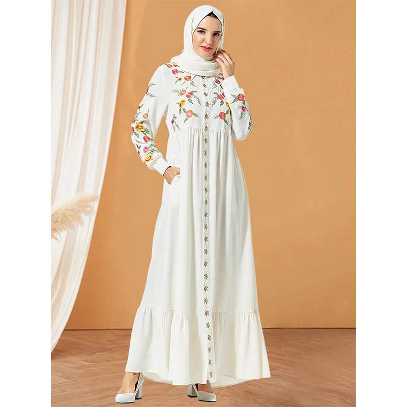 Мусульманское платье в дубайском стиле мусульманская Турция Цветочная вышивка