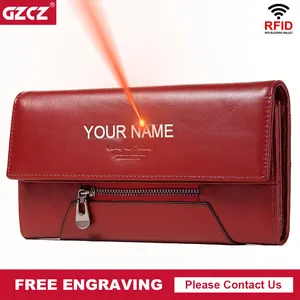 Женский кошелек из натуральной кожи, модный длинный держатель для карт с технологией радиочастотной идентификации, Классический Дамский кошелек, роскошный удобный чехол для паспорта для девушек