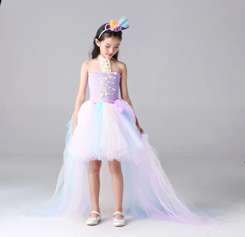 Розовые и синие платья-пачки для Девочек Платья с цветочным узором девочек