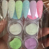 color nail acrylic powder 6boxlot 3gbox luminous crystal sand glitter sugar glitter powder glow in the dark effect powder