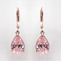14k rose gold diamond earring for women pink topaz gemstone oorbellen bizuteria 14k gold garnet drop earring bijoux orecchini