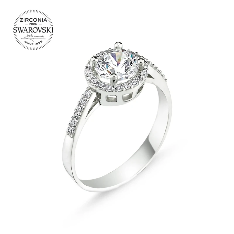 

Silverlina Silver Swarovski Zirconia Cubic Zirconia Engagement Ring