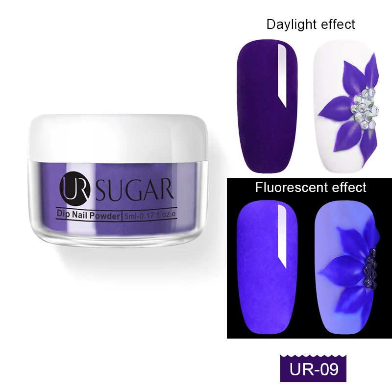 Neon 9 Ur Sugar погружение флуоресцентная пудра Пыль неоновый дизайн для ногтей украшения без лампы вылеченные маникюрные ногти блеск Dip Kit 5 мл - Цвет: Neon 9