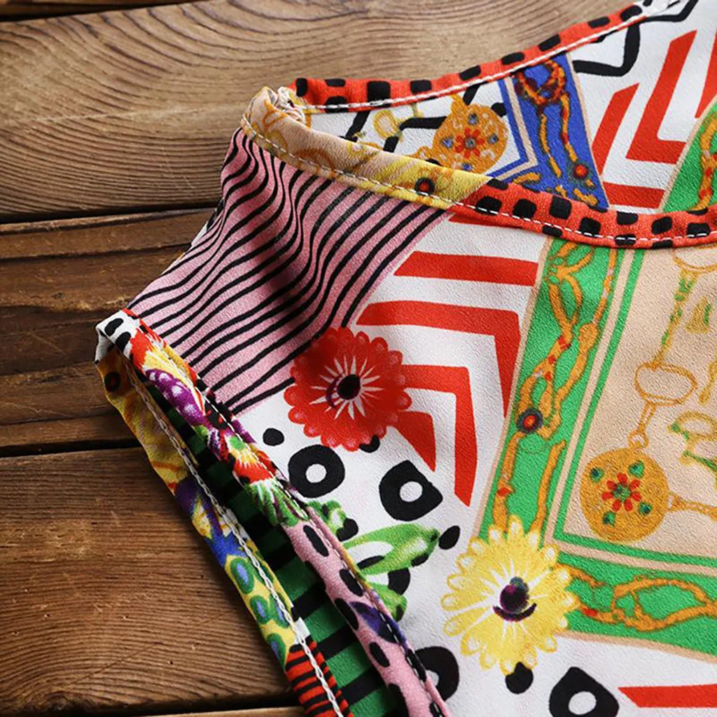 Женское винтажное платье с цветочным принтом Длинное свободное без рукавов