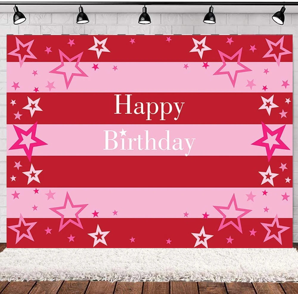 

Photography Backdrop For Girl Red Stars Stripes Decoration Princess Happy Birthday Party Supplies Baby Portrait Photo Booth