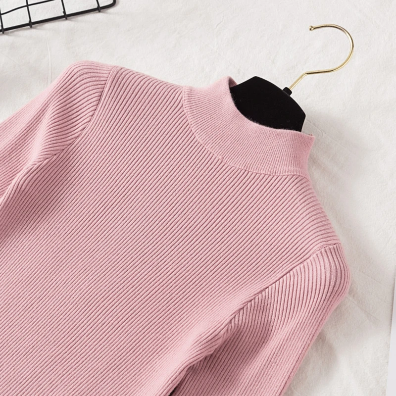 gkfnmt 2019 Autumn Winter Women Pullovers Sweater Knitted Korean Elasticity Casual Jumper Fashion Slim Turtleneck Warm Sweaters | Женская