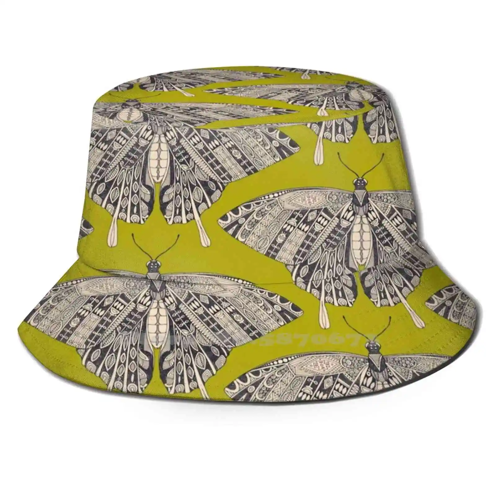 

Swallowtail Butterfly Citron Basalt Flat Top Breathable Bucket Hats Butterflies Swallowtail Botanical Flowers Floral