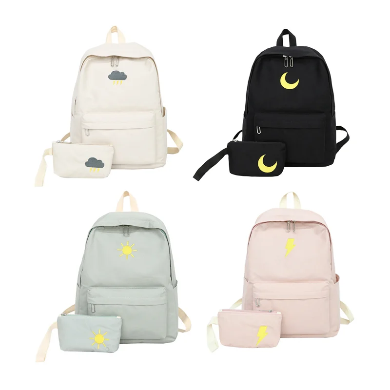 

2pc Women Backpack Waterproof Teenager College Shchoolbag with Pencil Case Purse Multifunctional Korean Stylish Backpack Stylish