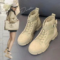 autumn spring combat boots women canvas ankle boots hiker chunky army boots lace up thick sole military platform boots ladies