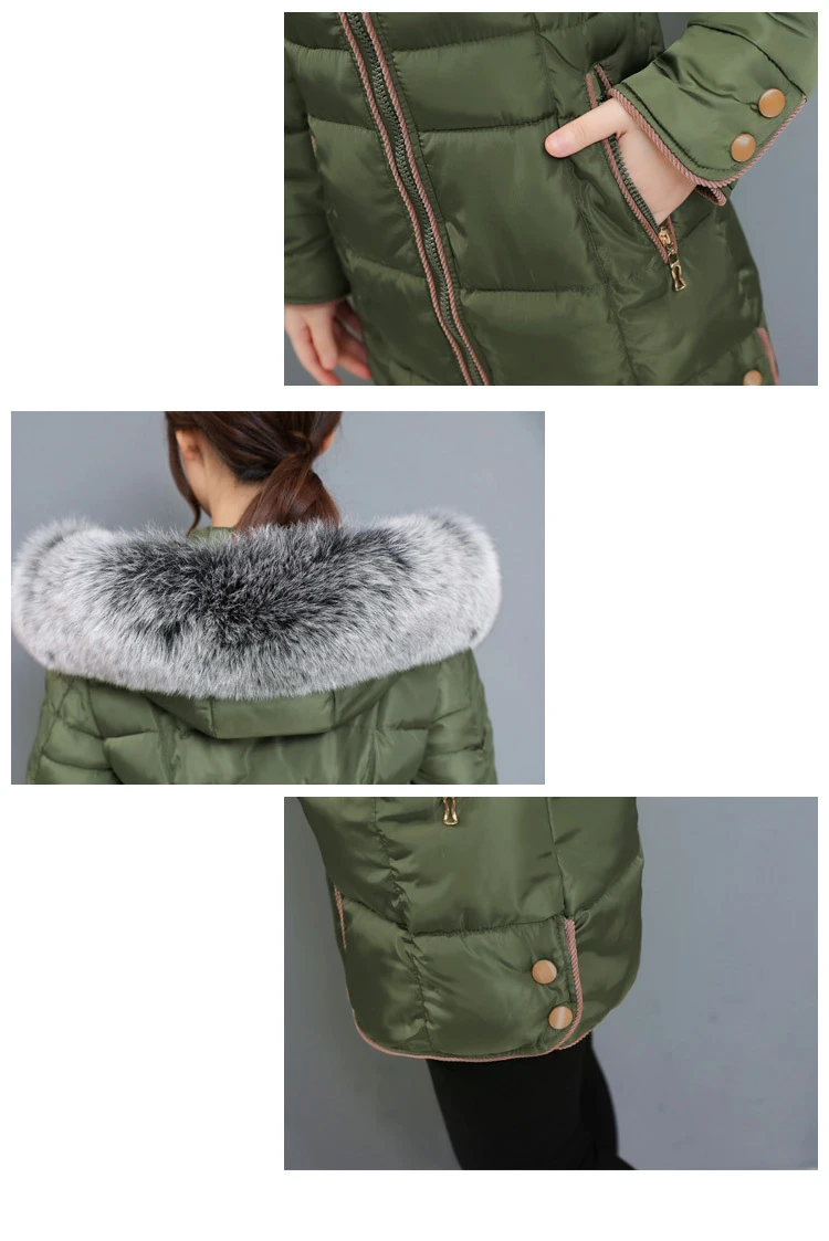 

Winter Jacket Women New Coats Artificial raccoon hair collar Female Parka black Thick Cotton Padded Lining Ladies N120903