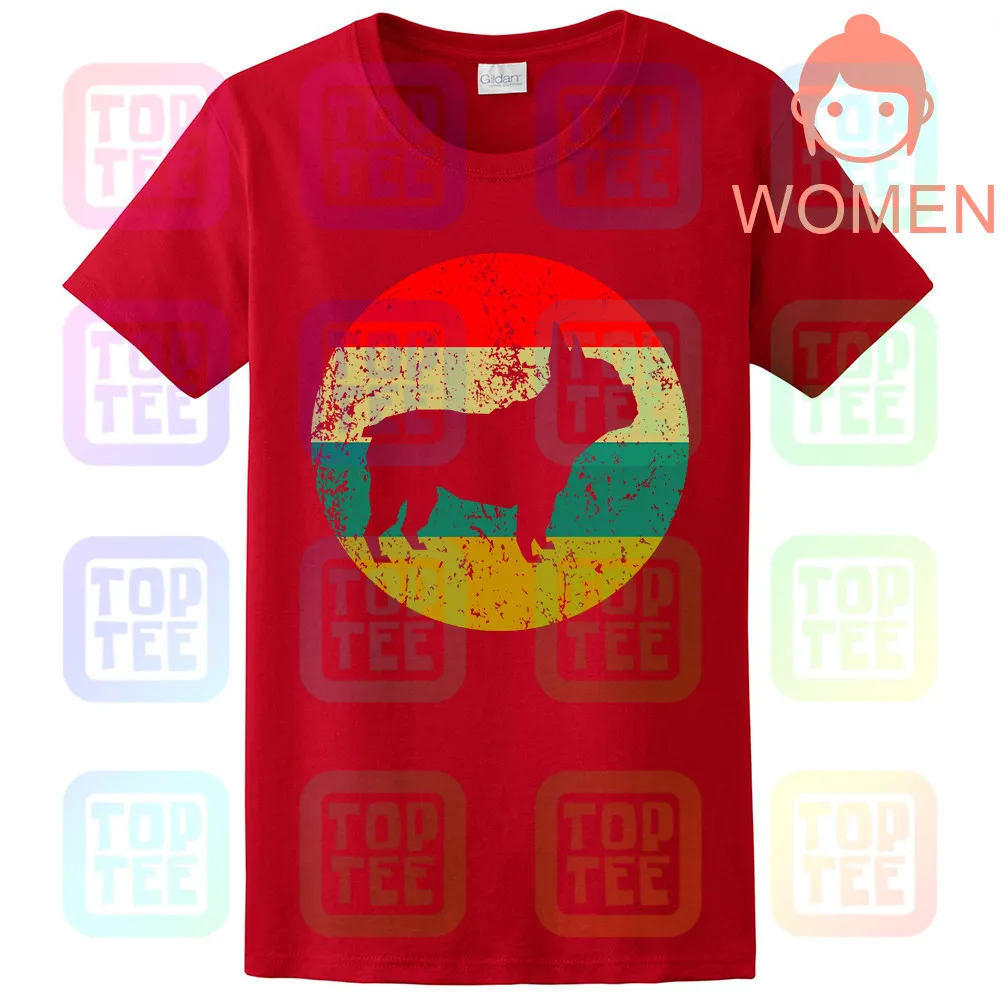 Women-Red Французская футболка с бульдогом-Ретро Французский бульдог Мужская футболка-футболка с изображением собаки - Цвет: Women-Red