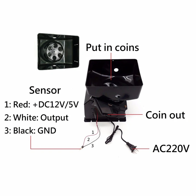220V coin motor cube hopper dispensing machine US Plug for arcade slot gaming changer vending | Спорт и развлечения