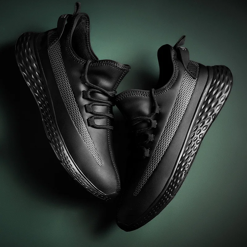 Удобные мужские повседневные туфли кожаные на плоской подошве уличная Модная