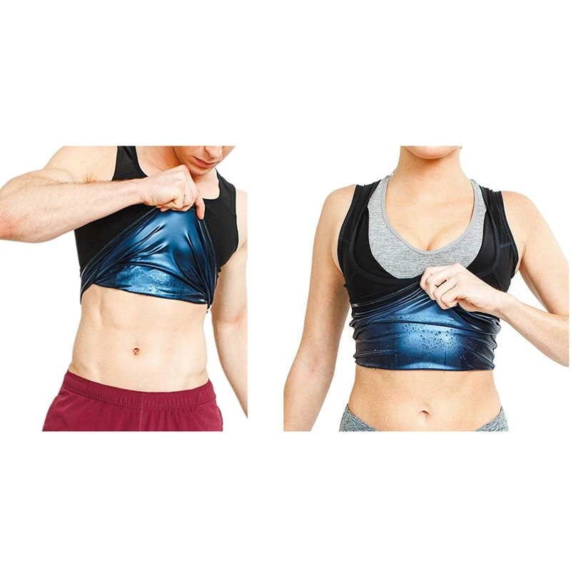 

2X Sauna Vest Premium Workout Tank Top Sweat Shaper Polymer For Slimming Weight Loss Fitness S/M Men's & Female