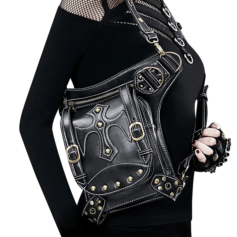 

Steampunk Waist Leg Bags Women Victorian Style Biker Bag for Female Motorcycle Thigh Hip Hop Belt Packs Messenger Shoulder Purse