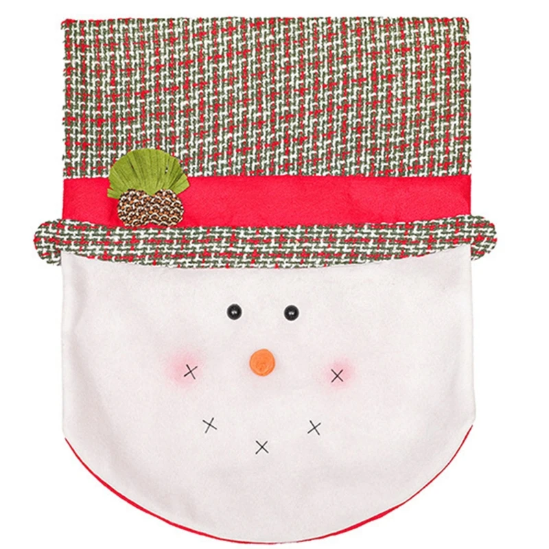 Рождественский чехол на стул с изображением Санта-Клауса снеговика обеденные