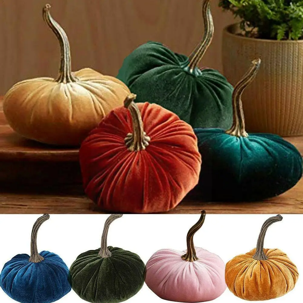 

1PC Handmade Velvet Pumpkin Party Wedding Christmas Super Halloween Pumpkin Cotton Ornament For Home Soft Decoration Stuffe H6Q1