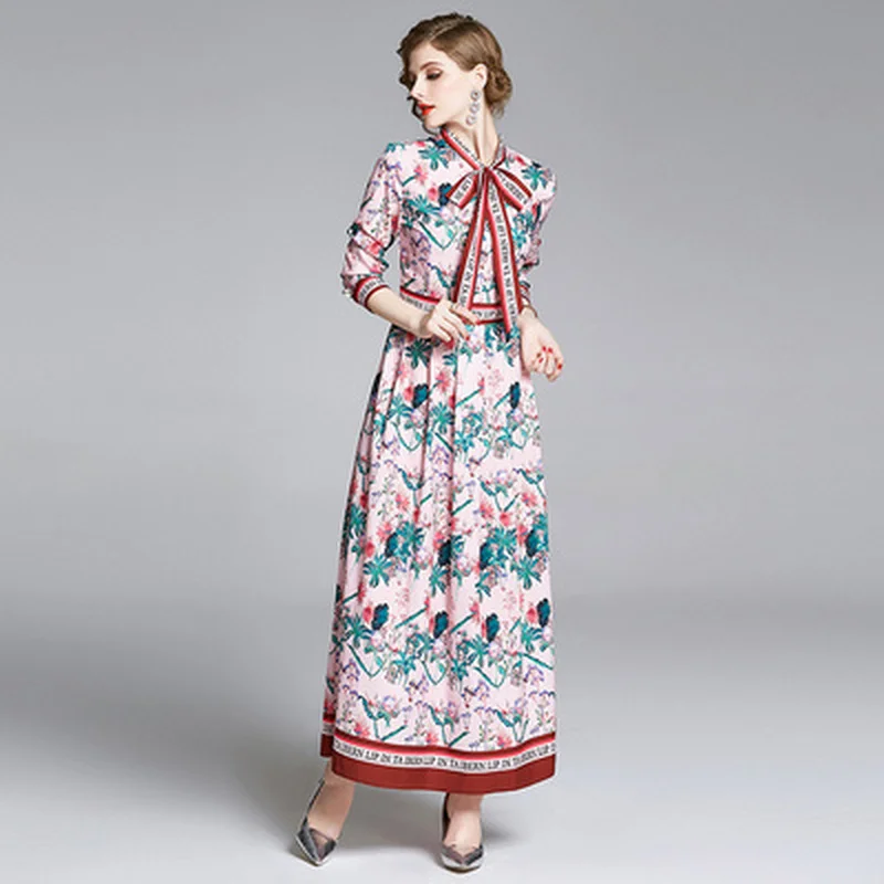 Женское винтажное платье с длинным рукавом дизайнерское подиумное свободное