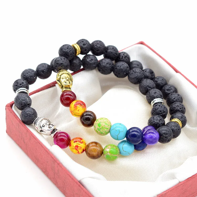 Голова Будды Йога 7 Чакр исцеляющий баланс 8 мм бусины натуральные браслеты из