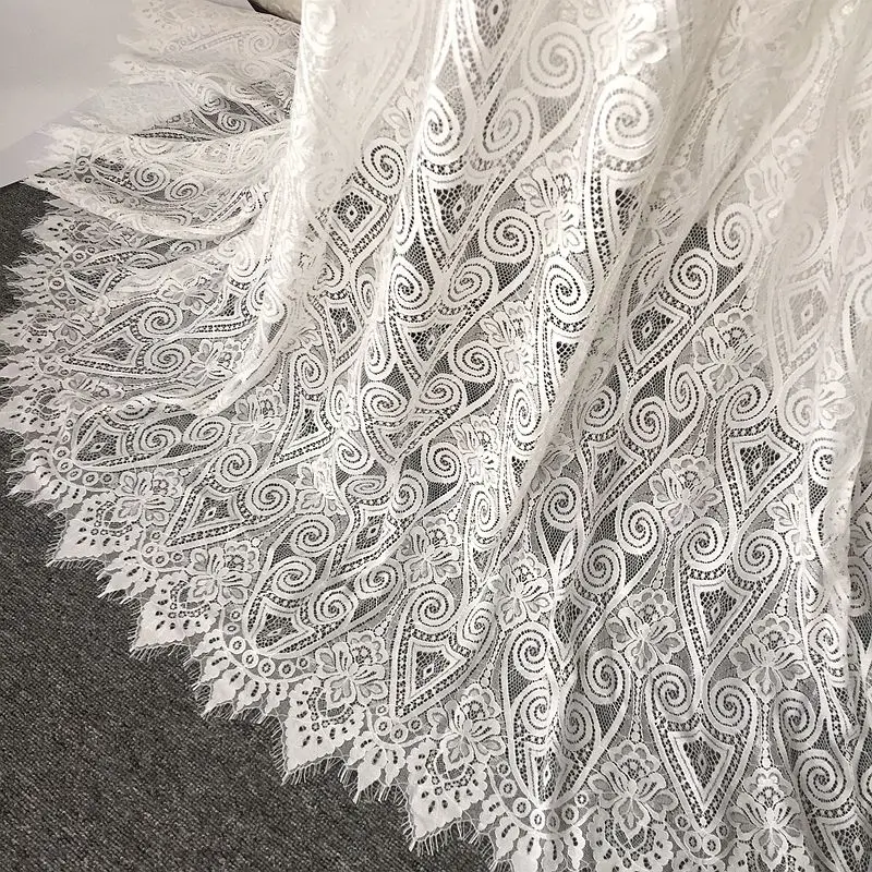 

3 м/лот, классический дизайн, нейлоновое платье, кружевная мягкая Черно-Белая французская двусторонний Шантильи кружевная ткань