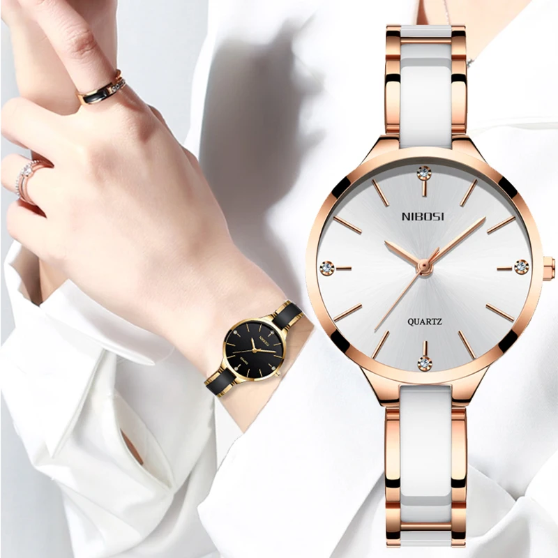 

NIBOSI Fashion Women Watches Top Brand Luxury Ladies Quartz Clocks Waterproof Wristwatch Women Ceramic Watch Relogio Feminino