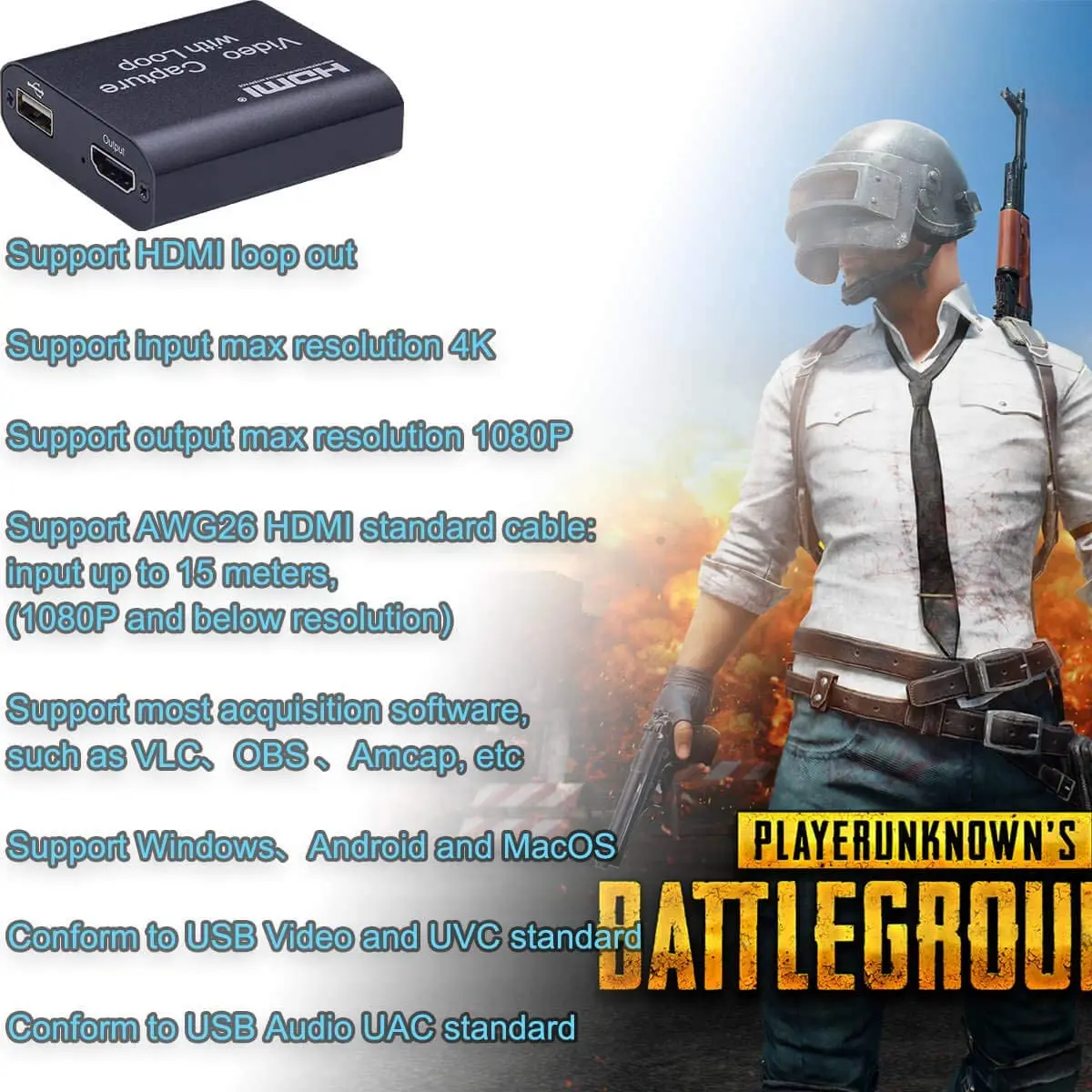 4k Audio Video Capture Card with Loop Out HDMI-compatible USB 2.0 for Phone PS4 Game Live Streaming Record | Электроника
