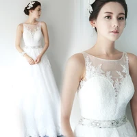 free shipping sexy romantic 2016 casamento crystal belt vestido de noiva renda a line bridal gown appliques cheap wedding dress