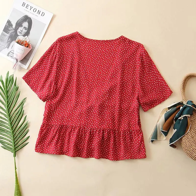 Женская леопардовая блузка TMODA Летняя Повседневная рубашка с глубоким v образным