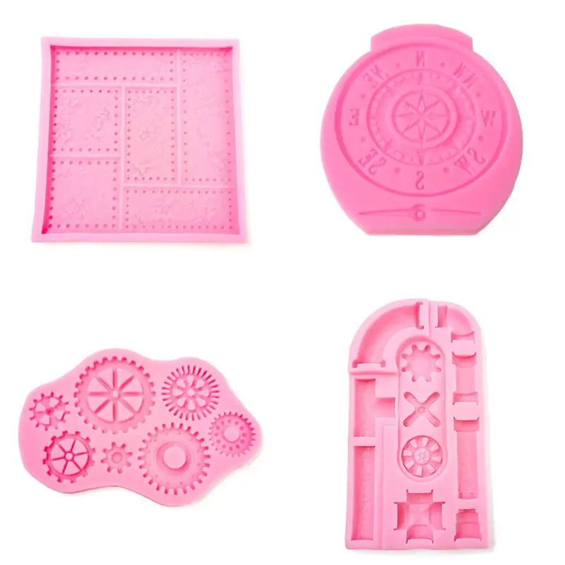 Vintage Clock Silicone Molds Steampunk Gear Baby Birthday Fondant Cake Decorating Tools Cupcake Candy Chocolate Gumpaste