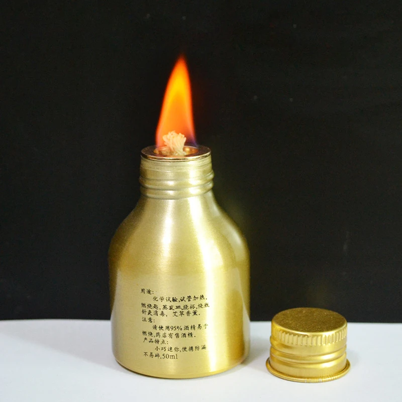 

50Ml Draaglijk Aluminiumlegering Medische Onderzoek Verwarming Chemie Lab Apparatuur Alcohol Brander Kachel Lamp Met Lont