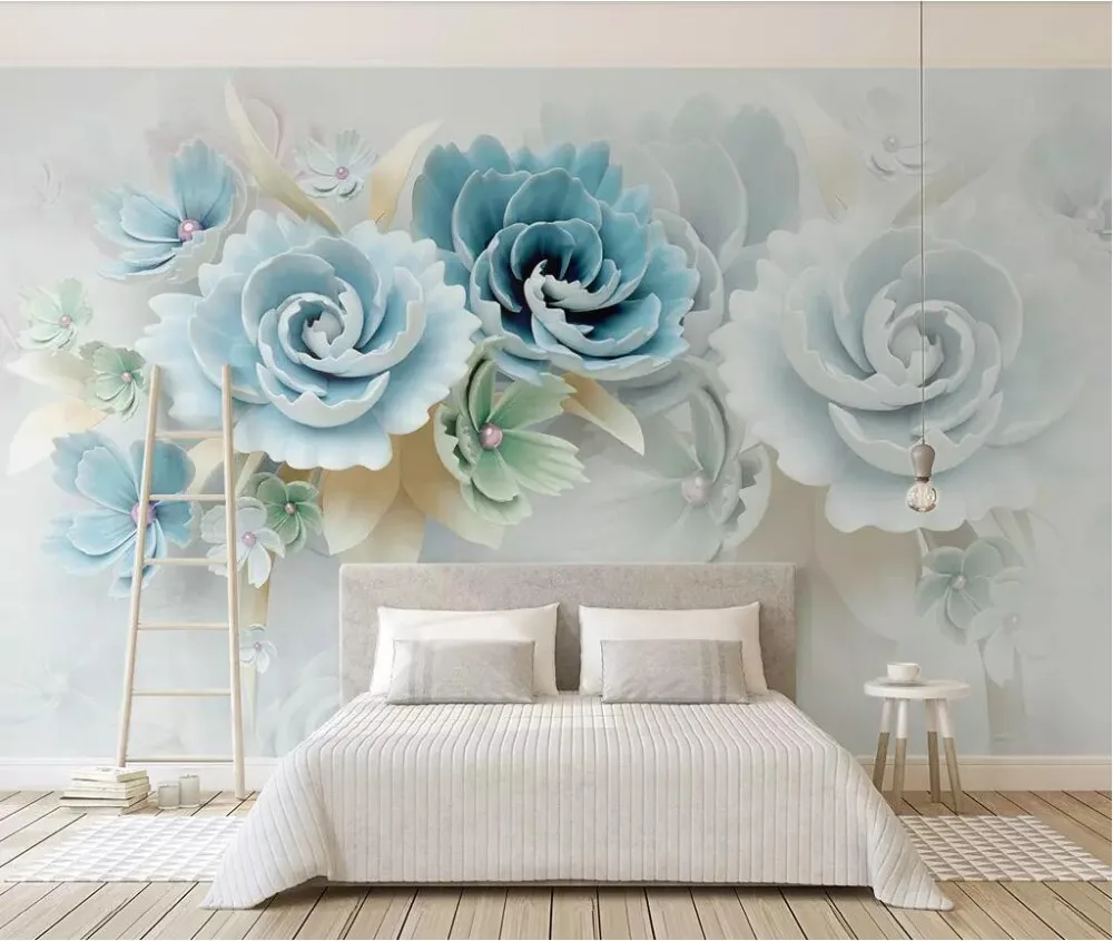 Фотообои CJSIR на заказ 3D для гостиной настенная бумага спальни тисненые синие