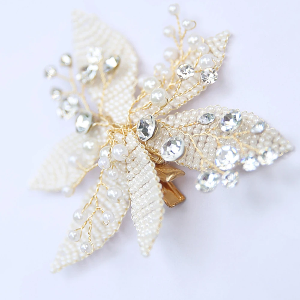 

YOUYOU BRIDE New Handmade Pearls Flower Hair Pin Bridal Headpieces Crystal Hair Accessories Bridesmaid Tiara Wedding Jewelry