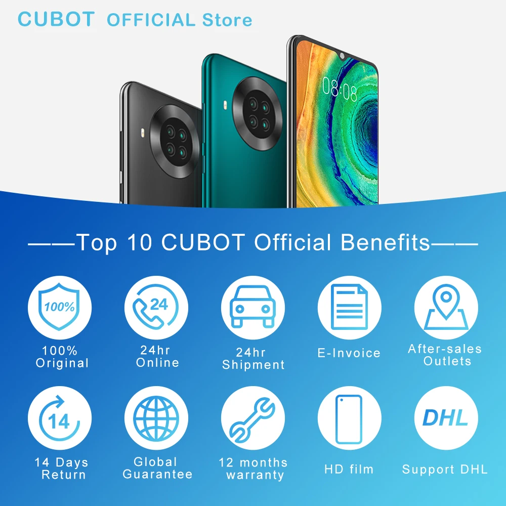 Cubot Note 20 Pro Quad Камера смартфон NFC 6/8 ГБ + 128 Гб 6 5 дюймов 4200 мАч Android 10 Dual SIM телефон 4