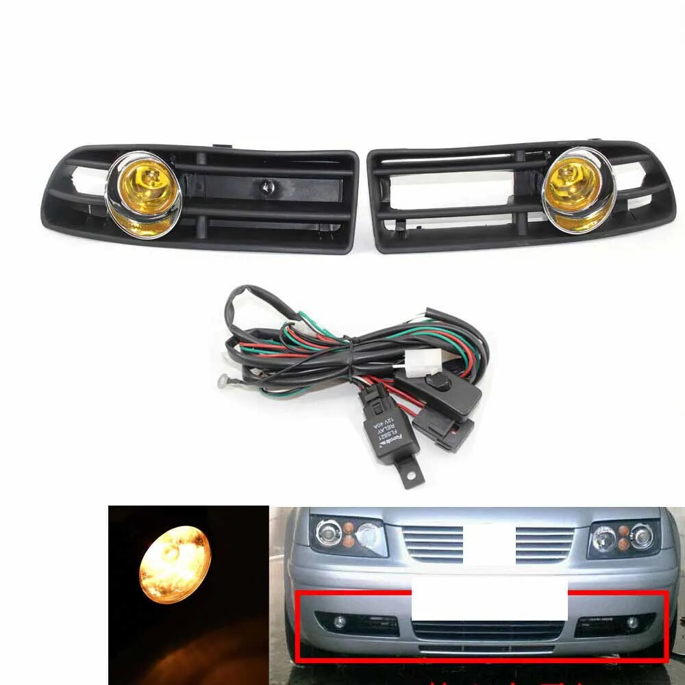 

Черный Автомобильный бампер решетка гриль Противотуманные фары лампа для VW JETTA BORA 99-04 свет ing цветные желтые линзы