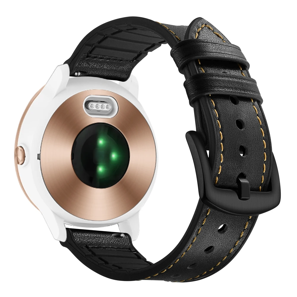 Сменный ремешок для Garmin Vivoactive 3 силиконовый + кожаный браслет Vivomove HR 20 мм