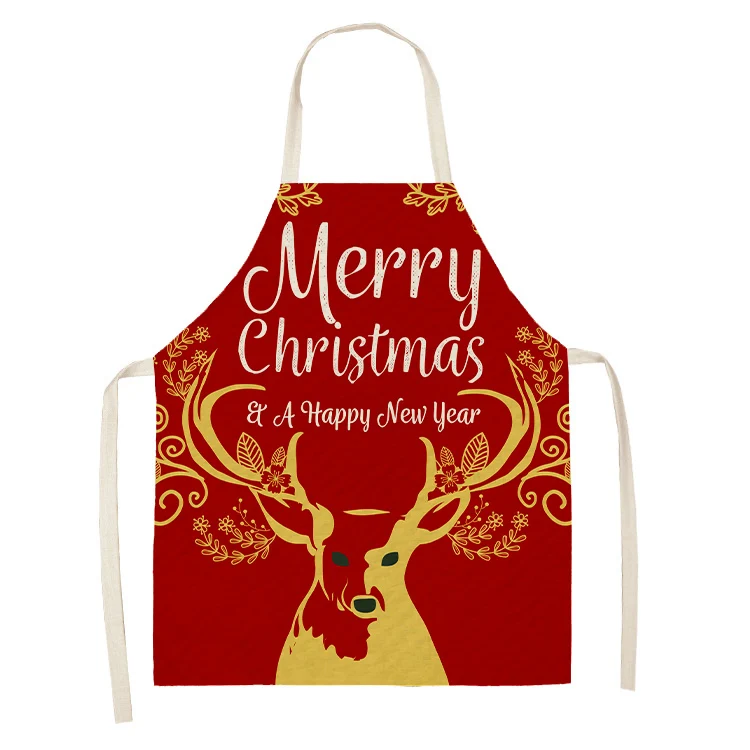 

Christmas Snowman Santa Claus Pattern Cleaning Aprons 53*65cm Home Cooking Kitchen Apron Cook Wear Cotton Linen Adult Bibs 46377