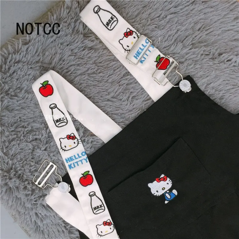 

NOTCC Kitty Rompers Womens Jumpsuit Shorts Egirl Y2k Loose Cute Pink Overalls Good Quality Embroideried Clothing