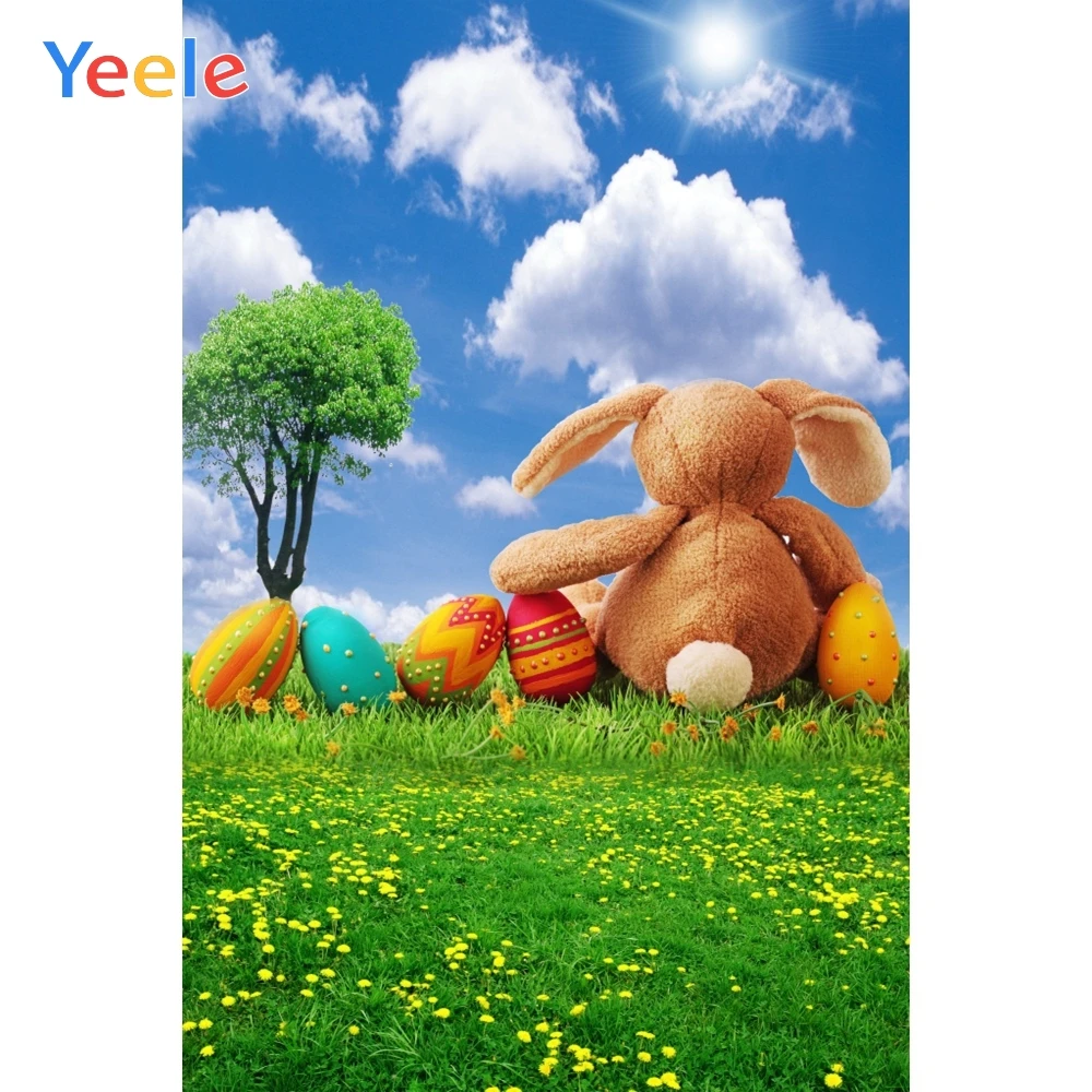 Yeele пасхальные фоны для фотосъемки кролик зеленая трава весенние яйца голубое
