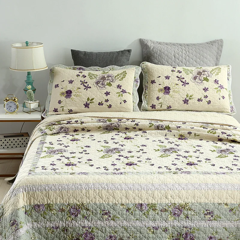 Покрывало на кровать хлопок Стёганое одеяло комплект из 3 вещей ed Одеяло для