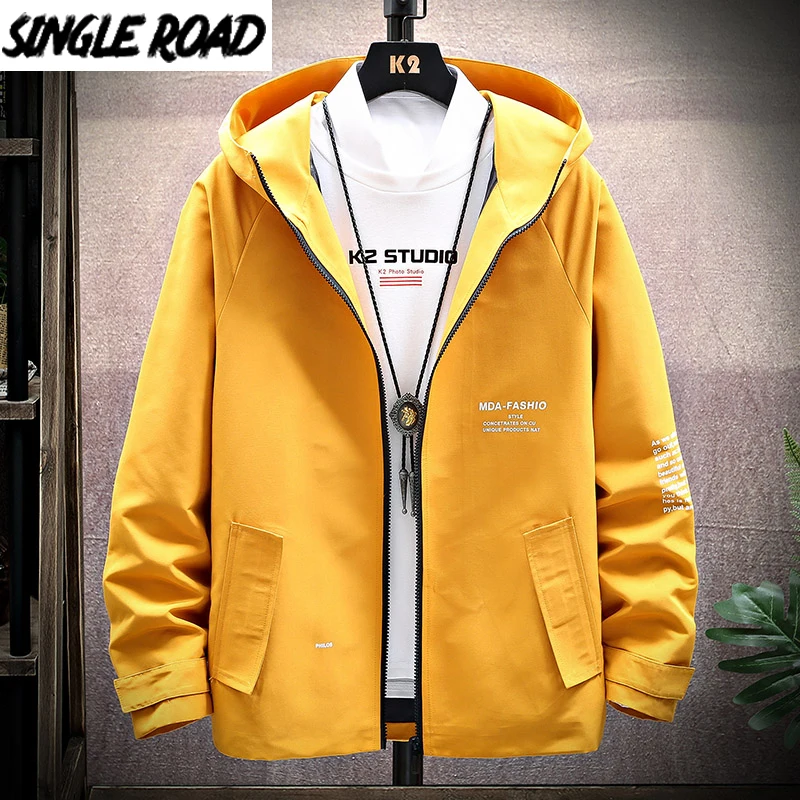

Мужская куртка с капюшоном в Корейском стиле в стиле хип-хоп, Мужская Повседневная ветровка желтого цвета
