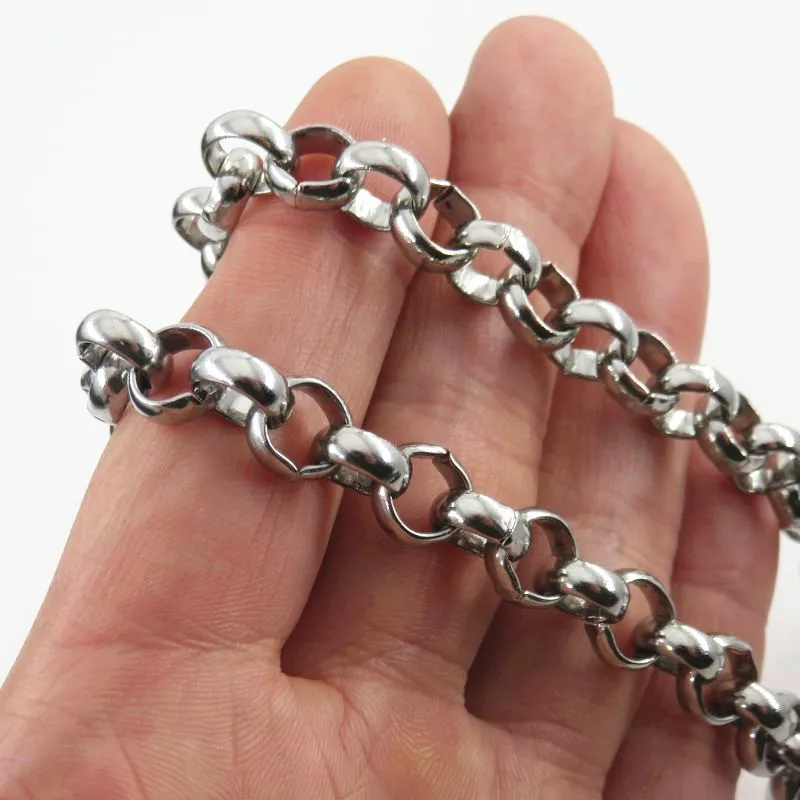 Крупная Тяжелая Мужская цепь 9 мм из нержавеющей стали 316L с круглыми звеньями