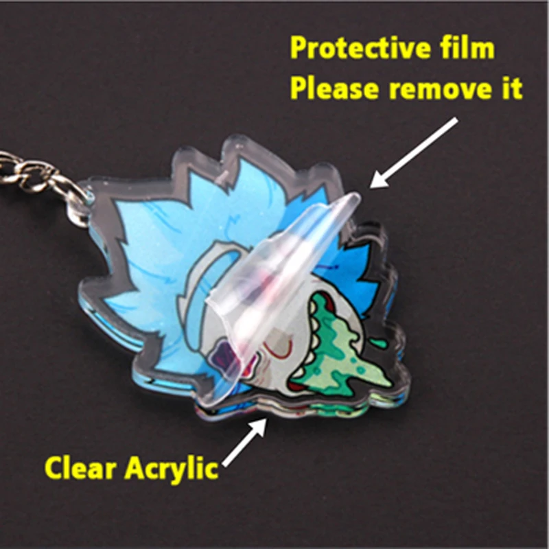 

Sci-Fi Anime Keychain Cartoon Rick Acrylic Car Key Chain Children Boy Girl Bag Pendant Keyring Gifts
