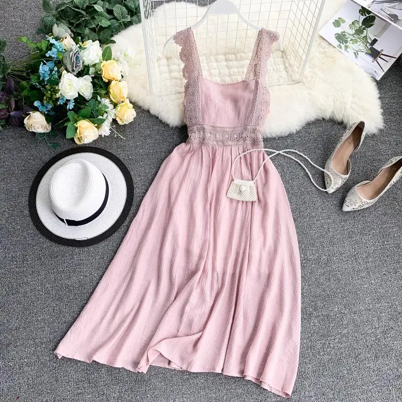 2021 летнее винтажное женское платье с кружевным ремнем красные открытые