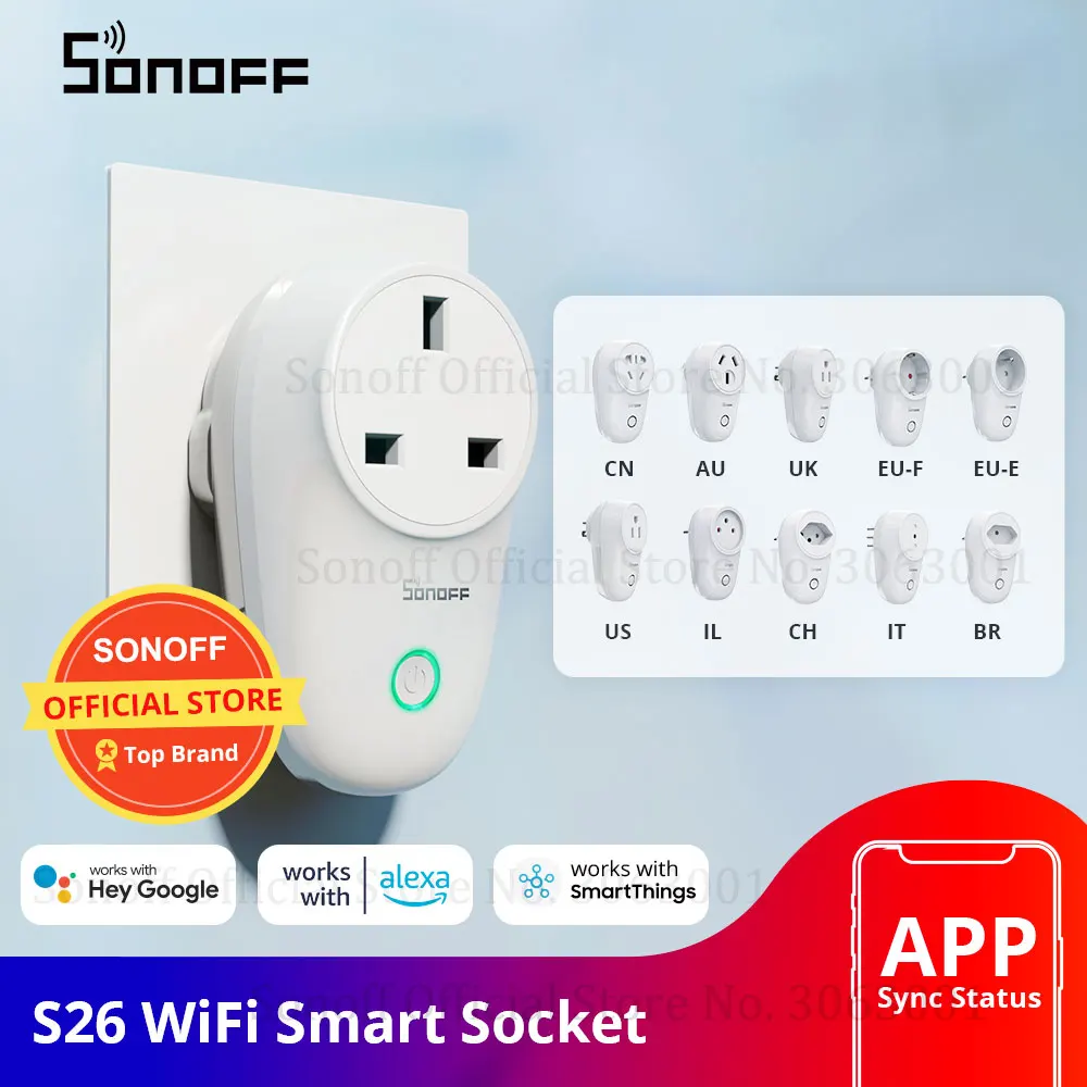 Умная розетка Sonoff S26 WiFi US/UK/CN/AU/EU Беспроводная Умный домашний переключатель