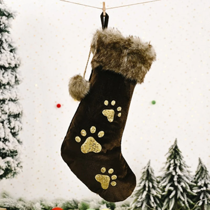 Рождественский орнамент блестящая собака чулок Рождественская елка подвеска