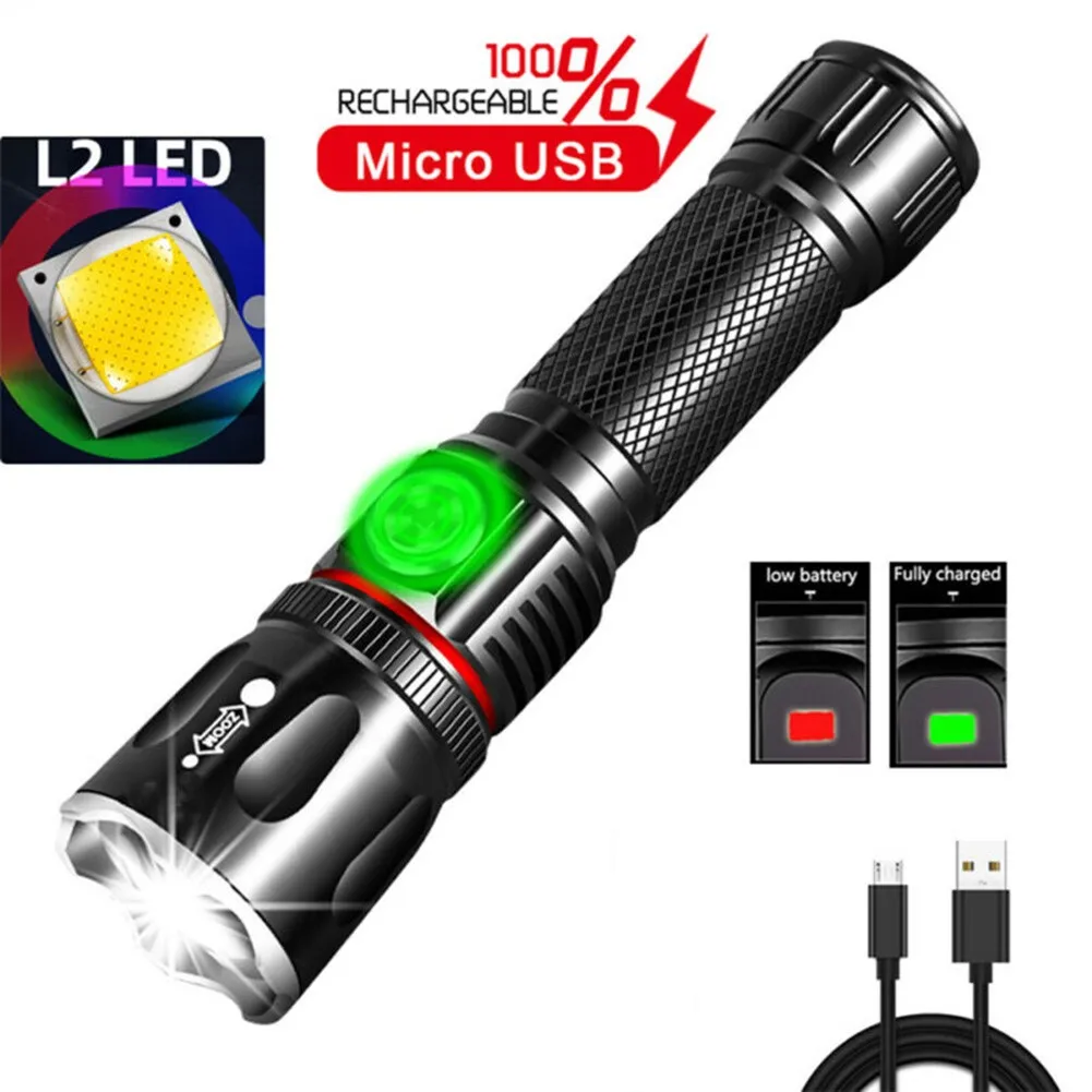 

Portable Flashlight T6 LED Flashlight USB Rechargeable COB Magnetic Zoom