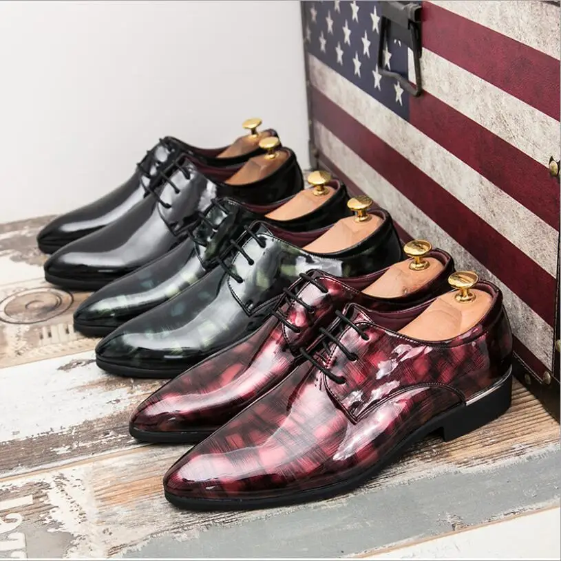 Туфли JX763 мужские классические деловые мягкие лакированные заостренный носок