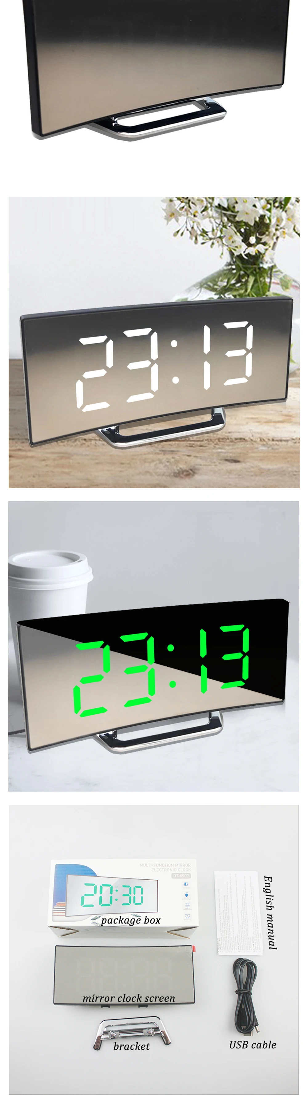 Digital Alarm Clock Alarm Clocks for Kids Bedroom Temperature Snooze Function Desk Table Clock LED Clock Electronic Clock Table
